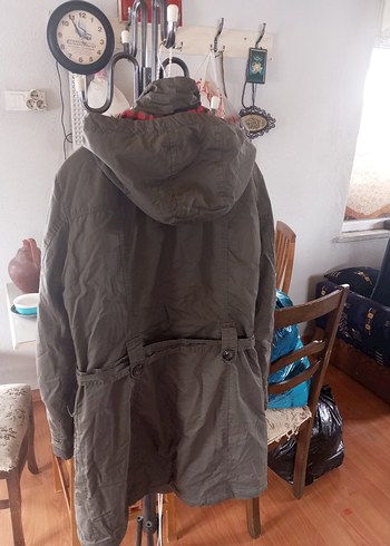 Gri Midi Kadın Kemerli Ceket - Görsel 3