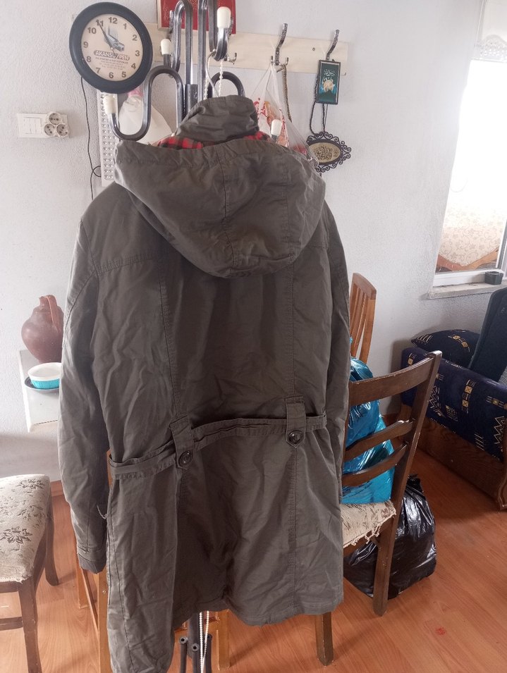 Gri Midi Kadın Kemerli Ceket - Görsel 5