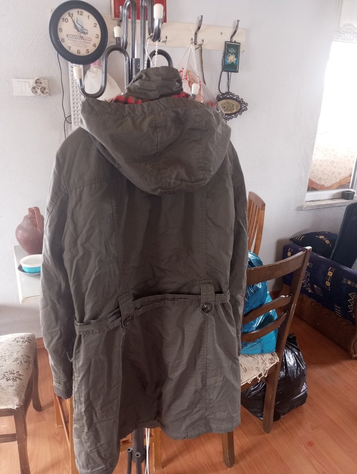 Gri Midi Kadın Kemerli Ceket - Görsel 3