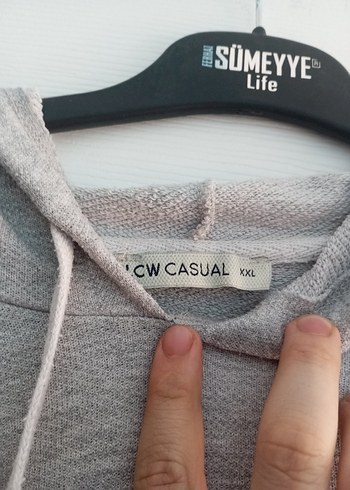 Gri Kapüşonlu Kadın Sweatshirt - Görsel 3