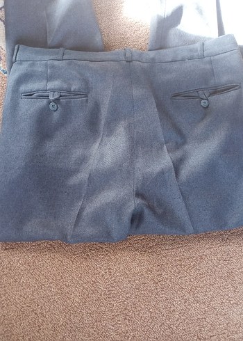 Kadın gri kumaş pantolon, Kemerli, Normal Boy - Görsel 3