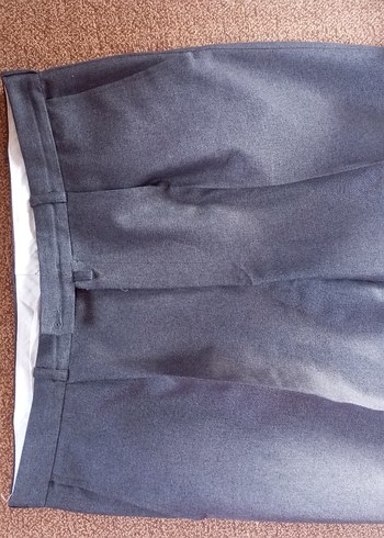 Kadın gri kumaş pantolon, Kemerli, Normal Boy - Görsel 2