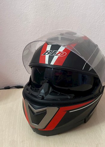 Kırmızı Baskılı Biker Motosiklet Kaskı - Görsel 2