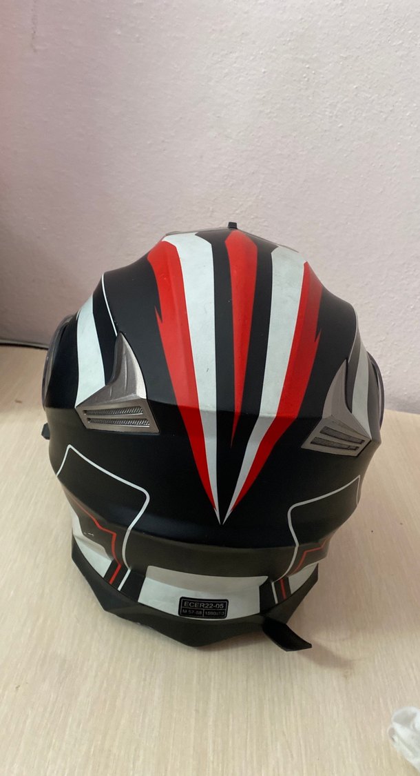 Kırmızı Baskılı Biker Motosiklet Kaskı - Görsel 5