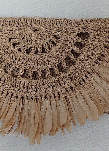 Beden camel Renk Hasır clutch çanta porföy