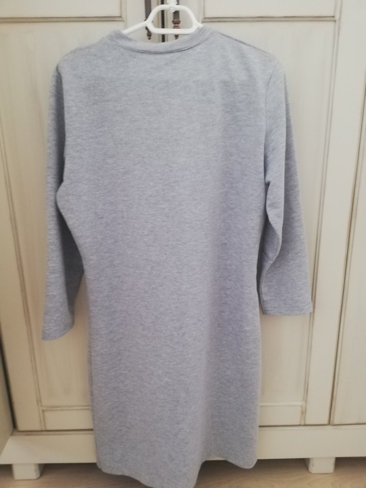 Gri Kadın Uzun Kollu Rahat Kesim Tunik - Görsel 4