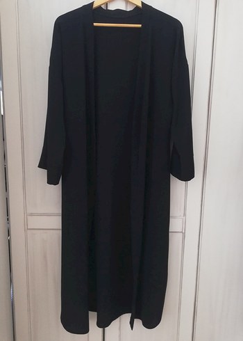 Uzun Siyah Kadın Kimono - Görsel 2