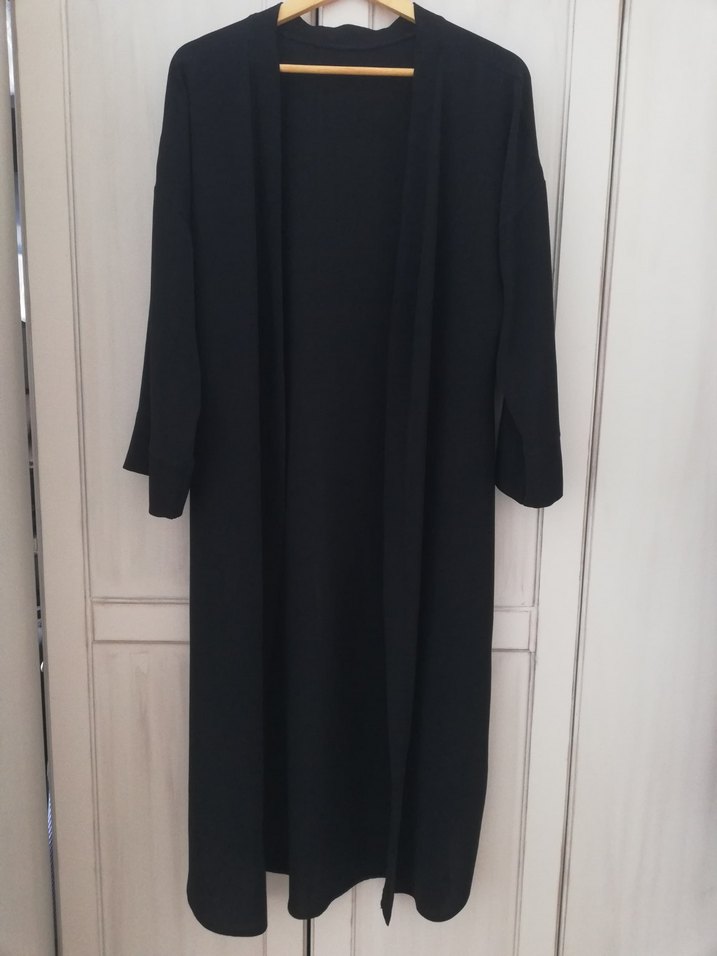 Uzun Siyah Kadın Kimono - Görsel 2