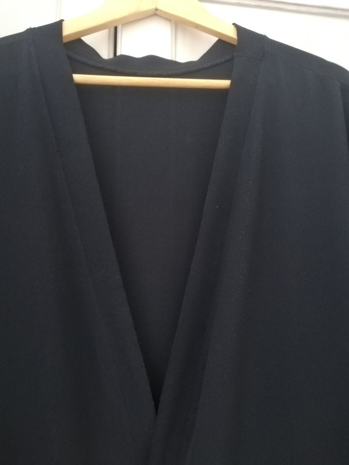 Uzun Siyah Kadın Kimono - Görsel 3