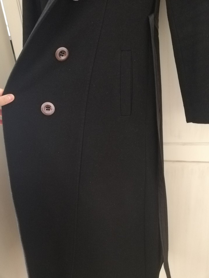 Kayra Siyah Kadın Uzun Yün Kaban - Görsel 5