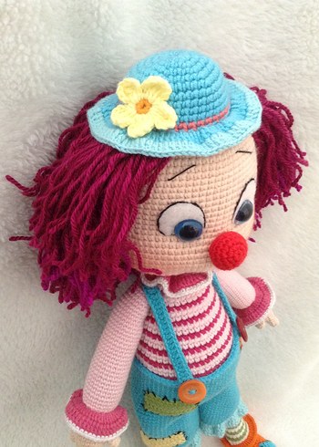 Renkli Örgü Palyaço Bebek - Görsel 4