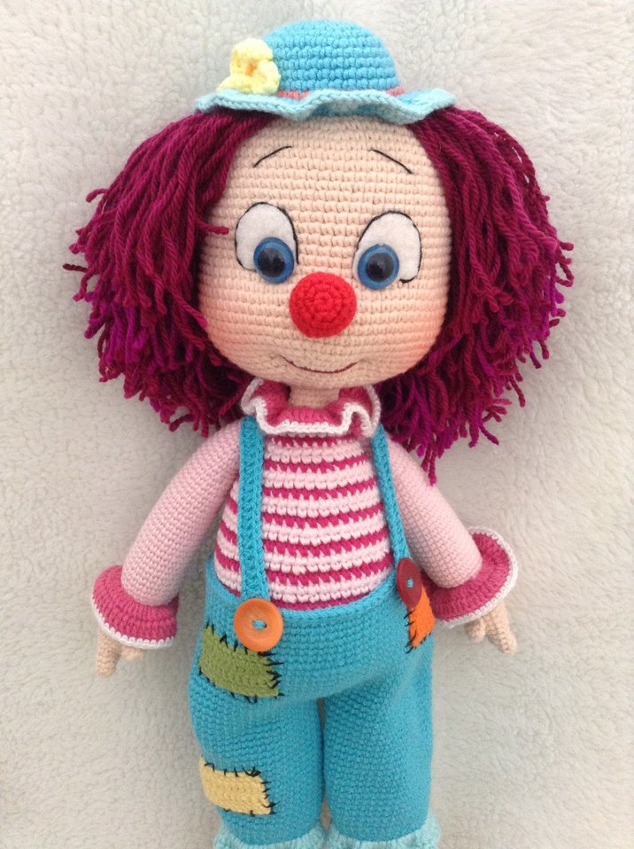 Renkli Örgü Palyaço Bebek - Görsel 3