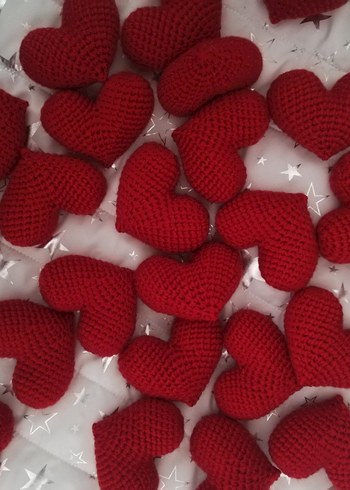 10 adet örgü kalp anahtarlık - Görsel 2