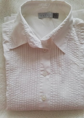 Koton Kadın Beyaz Kısa Kollu Pliseli Gömlek - Görsel 3