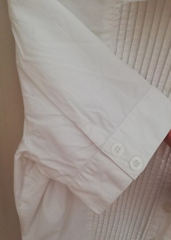 Koton Kadın Beyaz Kısa Kollu Pliseli Gömlek - Görsel 4