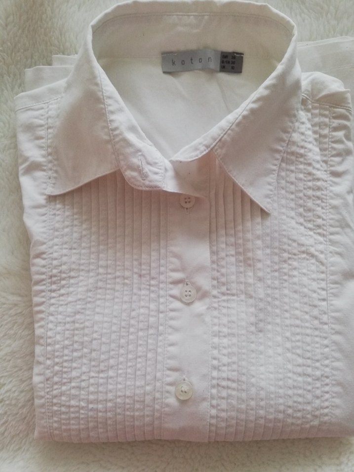 Koton Kadın Beyaz Kısa Kollu Pliseli Gömlek - Görsel 3