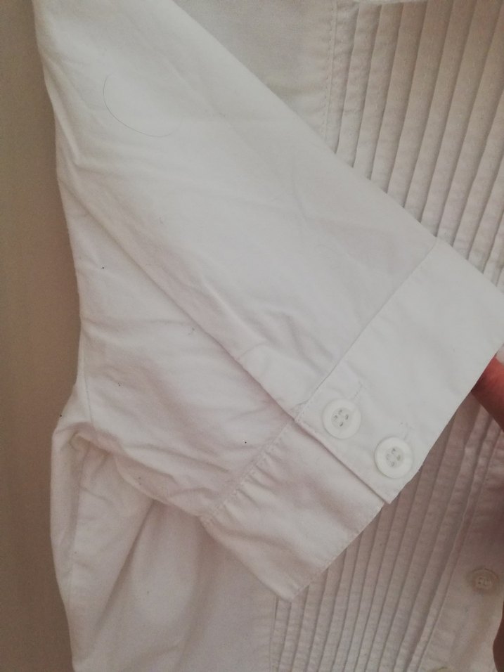 Koton Kadın Beyaz Kısa Kollu Pliseli Gömlek - Görsel 4