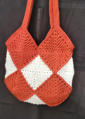 Çiçek Desenli Örgü Bohem Kadın Çantası - Görsel 2