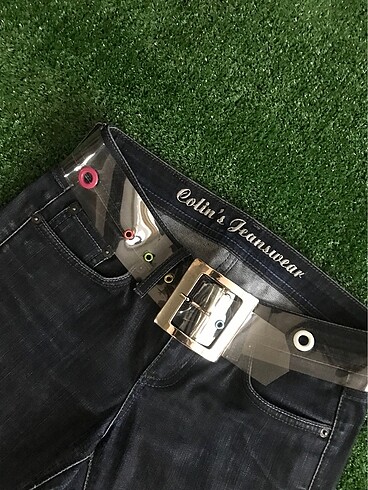 34 Beden lacivert Renk y2k deadstock düşük bel pantolon/kemeriyle