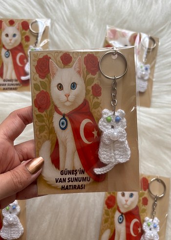 Boncuklu Beyaz kedi  Anahtarlık adet 22 tl - Görsel 7