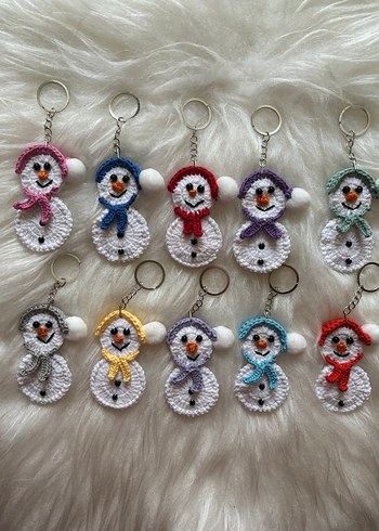 Renkli Boncuklu Kardan Adam Anahtarlıklar adet 32 tl - Görsel 3