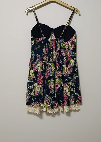 Çiçek Desenli Dantelli Mini Bohem Elbise - Görsel 2