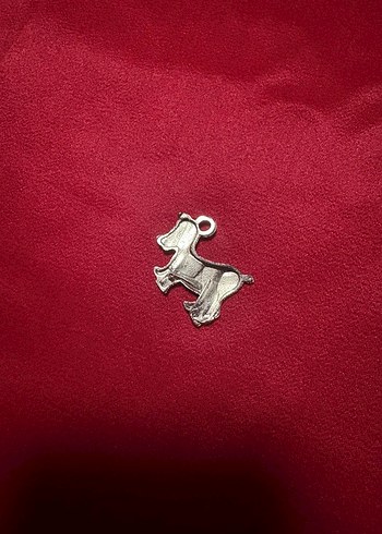 Parlak Gri Köpek Figürlü Kadın Charm - Görsel 2