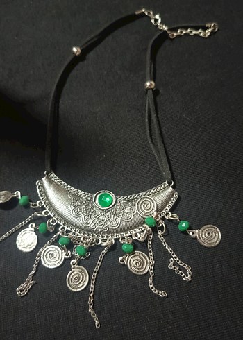 Uzun Zincir Detaylı Yeşil Bohem Kolye - Görsel 5