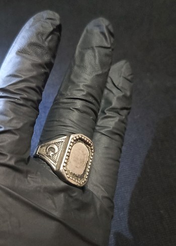 gümüş renk Vintage Erkek Yüzük - Görsel 6