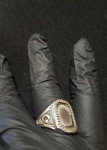 gümüş renk Vintage Erkek Yüzük - Görsel 7