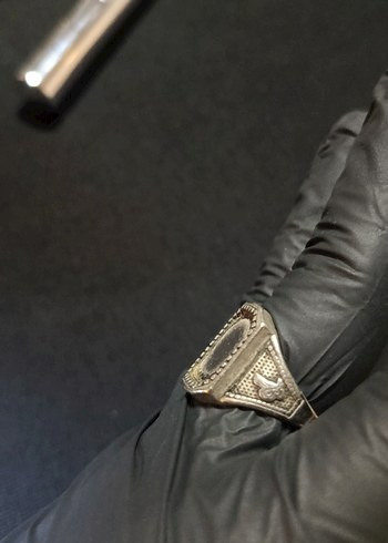 gümüş renk Vintage Erkek Yüzük - Görsel 5