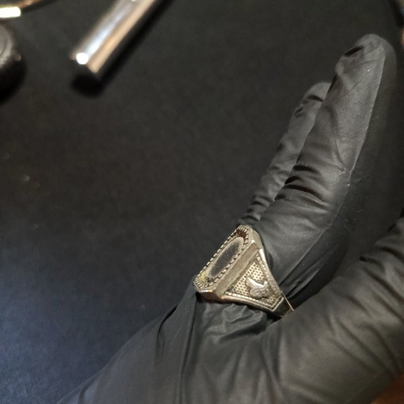 gümüş renk Vintage Erkek Yüzük - Görsel 5