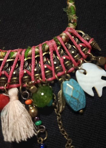 Uzun Renkli Boncuklu Bohem Kadın Kolye - Görsel 5