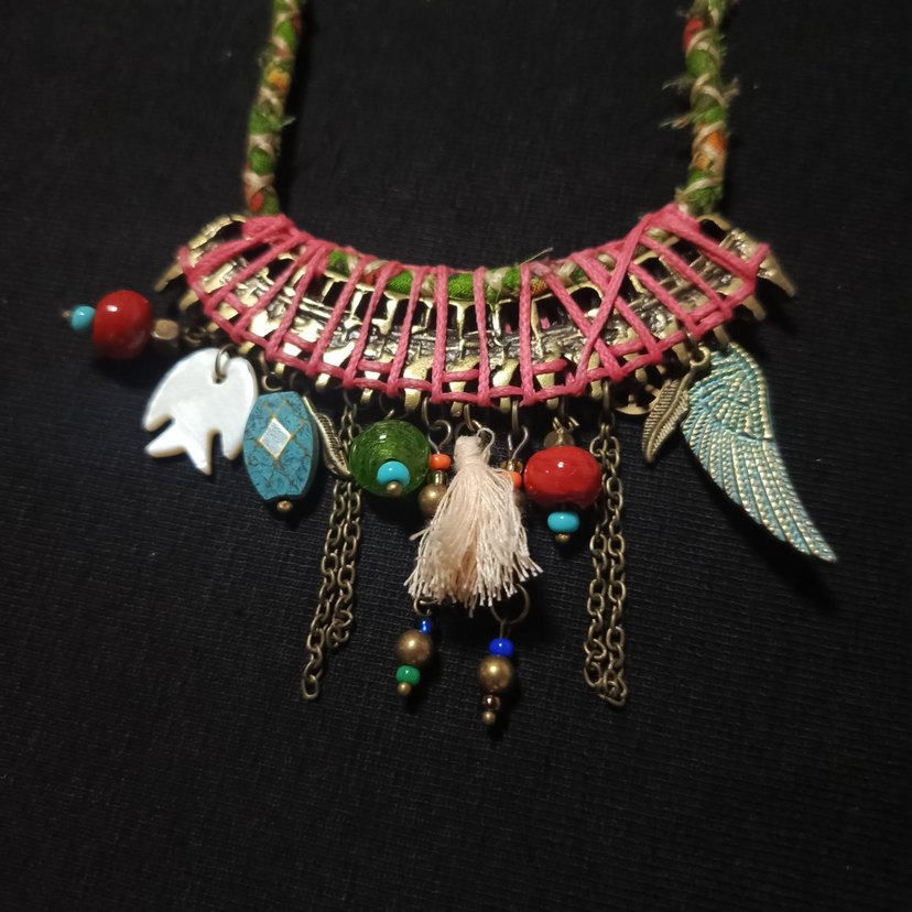 Uzun Renkli Boncuklu Bohem Kadın Kolye - Görsel 3