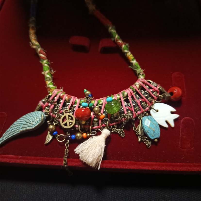 Uzun Renkli Boncuklu Bohem Kadın Kolye - Görsel 2