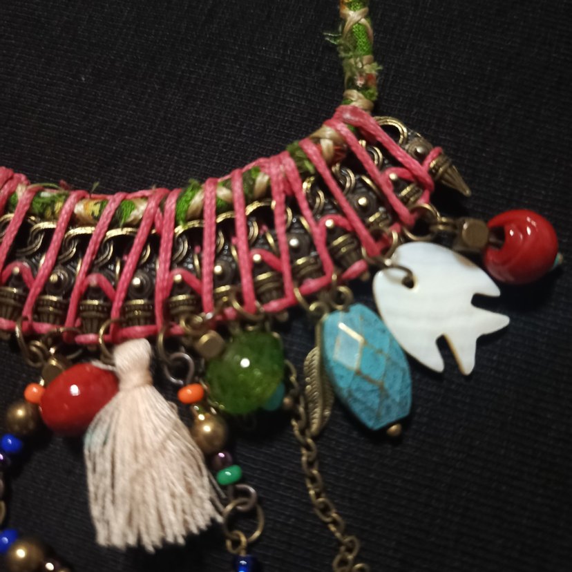 Uzun Renkli Boncuklu Bohem Kadın Kolye - Görsel 5