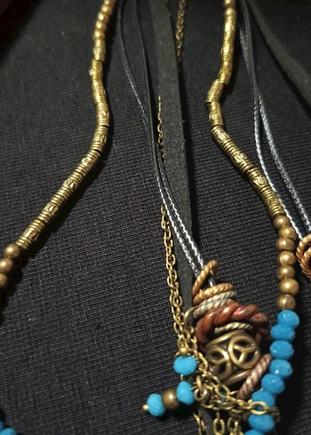 Uzun Turkuaz Boncuklu Bohem Kolye - Görsel 6