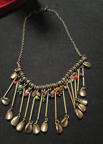 Renkli Etnik Bohem Zincir Detaylı Uzun Kolye - Görsel 2