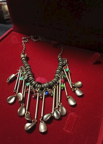 Renkli Etnik Bohem Zincir Detaylı Uzun Kolye - Görsel 5