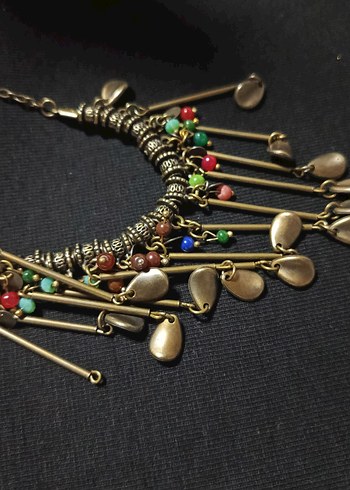 Renkli Etnik Bohem Zincir Detaylı Uzun Kolye - Görsel 7