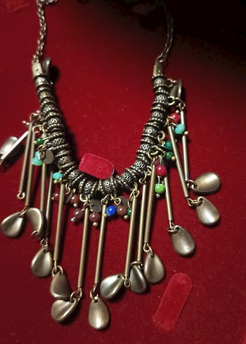 Renkli Etnik Bohem Zincir Detaylı Uzun Kolye - Görsel 4