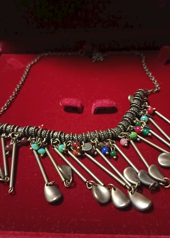 Renkli Etnik Bohem Zincir Detaylı Uzun Kolye - Görsel 6