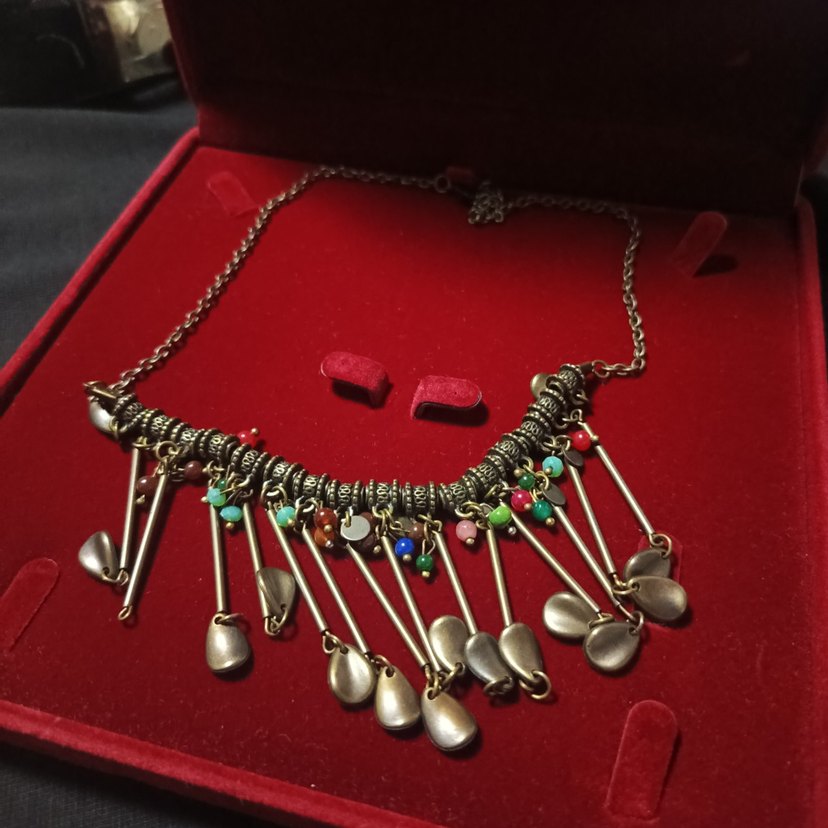 Renkli Etnik Bohem Zincir Detaylı Uzun Kolye - Görsel 3