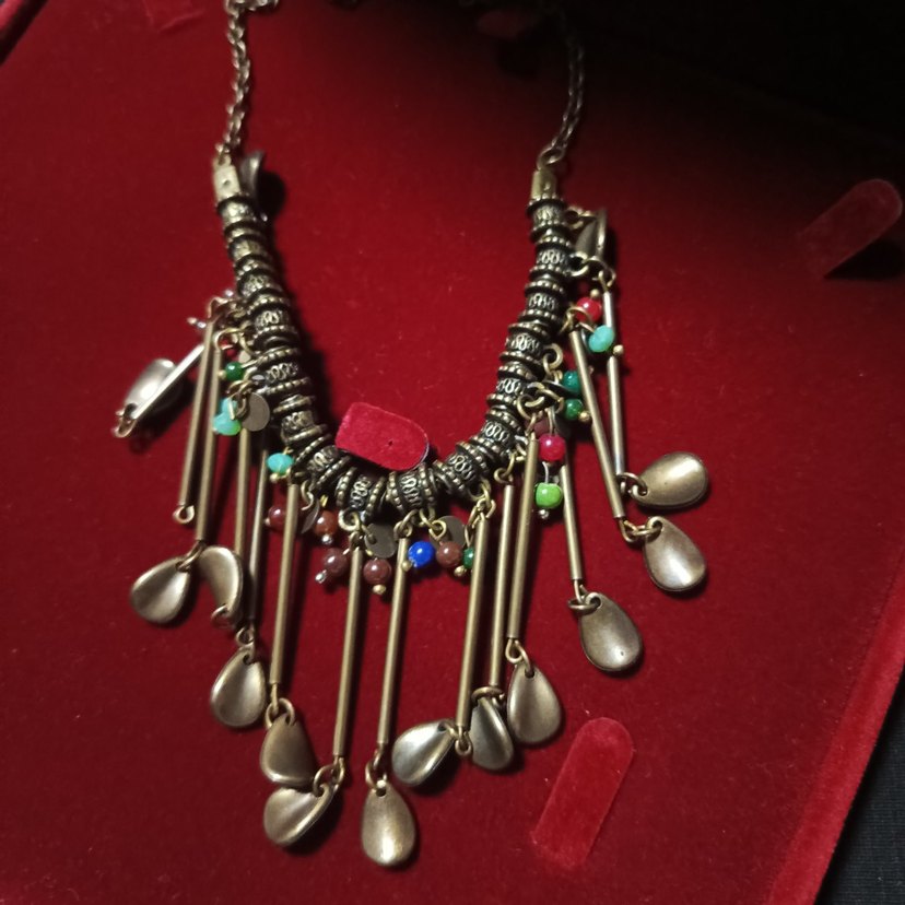 Renkli Etnik Bohem Zincir Detaylı Uzun Kolye - Görsel 4