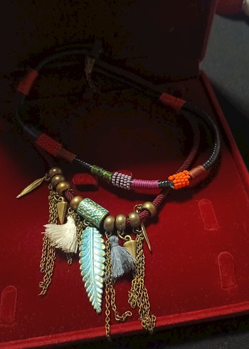 Renkli Etnik Püsküllü Uzun Bohem Kolye - Görsel 2