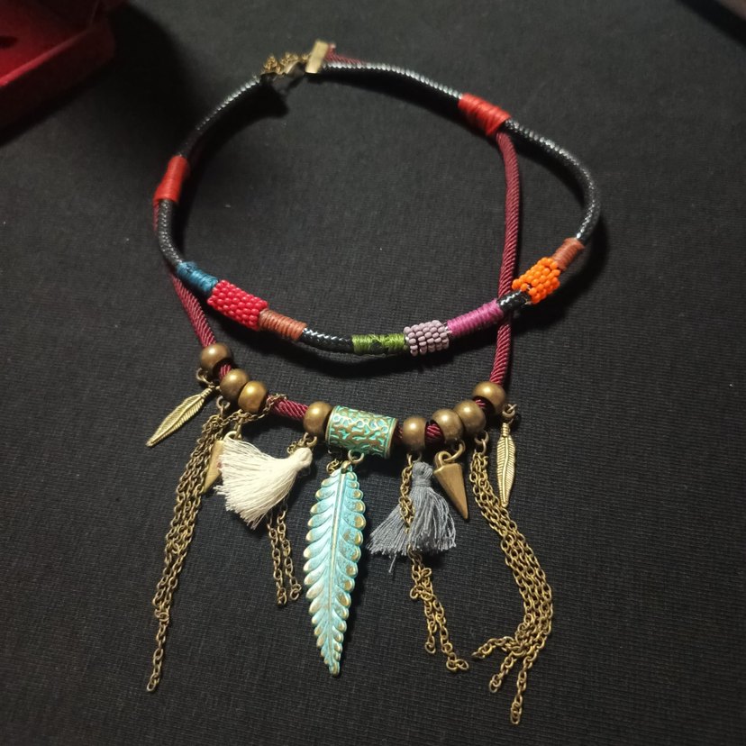 Renkli Etnik Püsküllü Uzun Bohem Kolye - Görsel 5