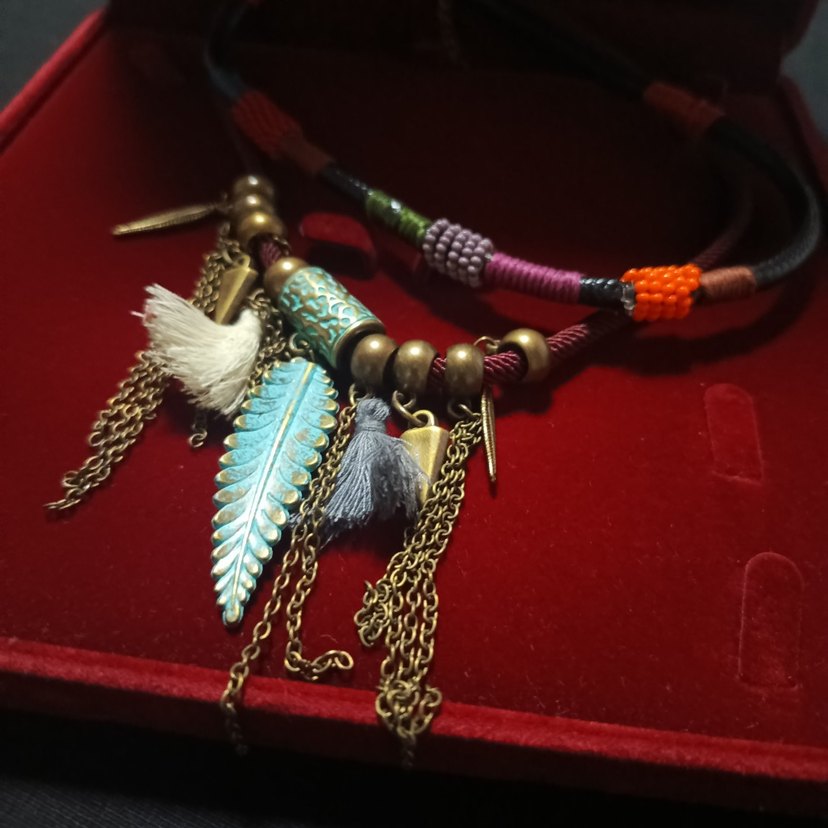 Renkli Etnik Püsküllü Uzun Bohem Kolye - Görsel 3