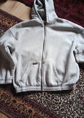 Diğer Gri Fermuarli Kapusonlu Kadin Sweatshirt