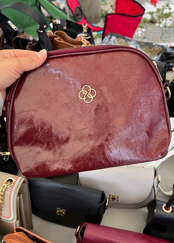 Parlak Bordo Deri Kadın Çanta