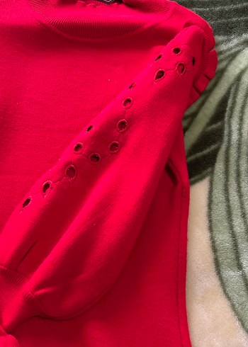 Kırmızı Uzun Kollu Triko Kadın Elbise - Görsel 3